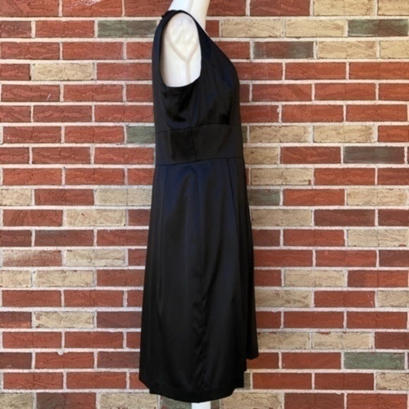 Tahari ASL Keeley Silk Black NWT Sleeveless V-neck Cut Out Midi Dress π - Picture 3 of 12